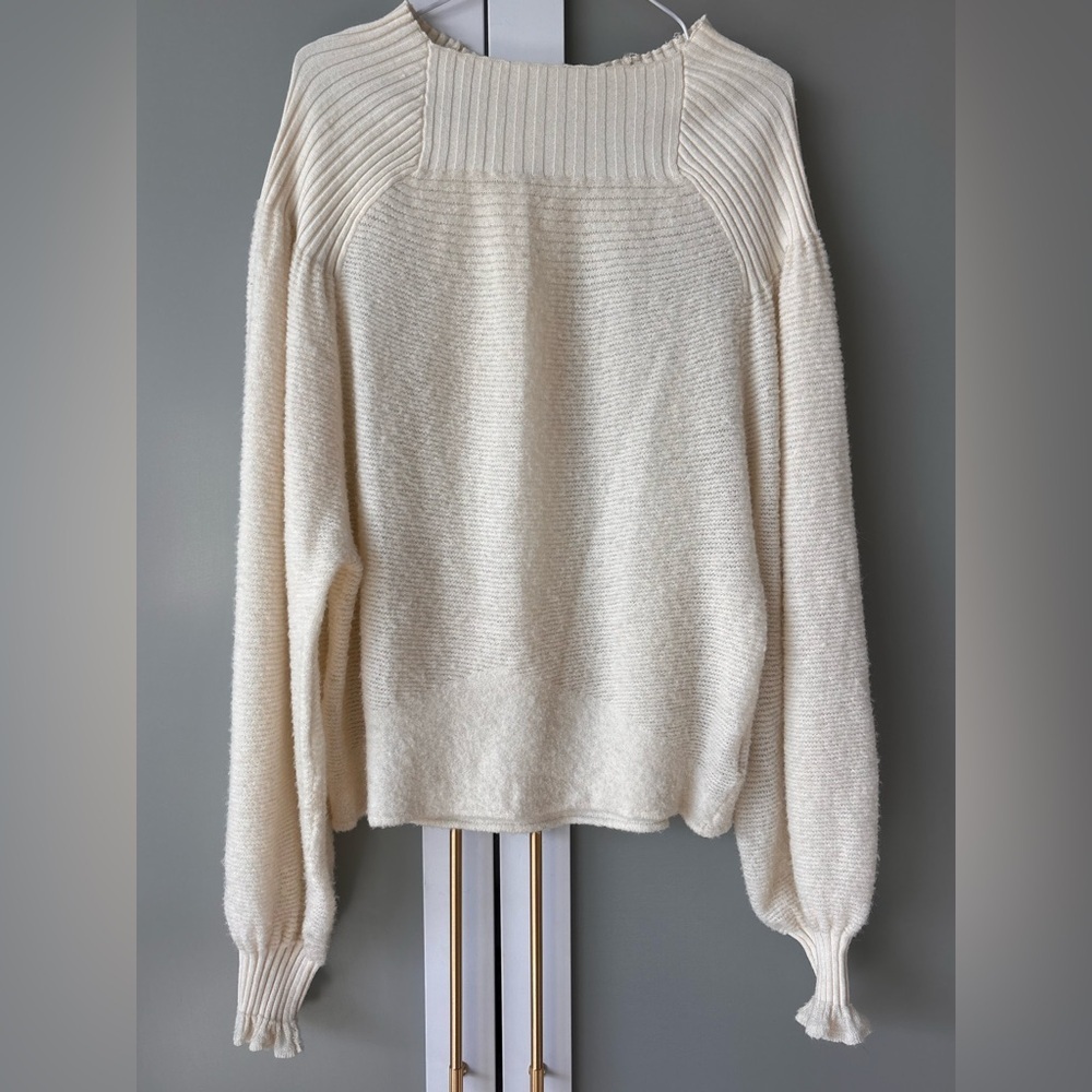 Free People Cream Cowl Neck Sweater